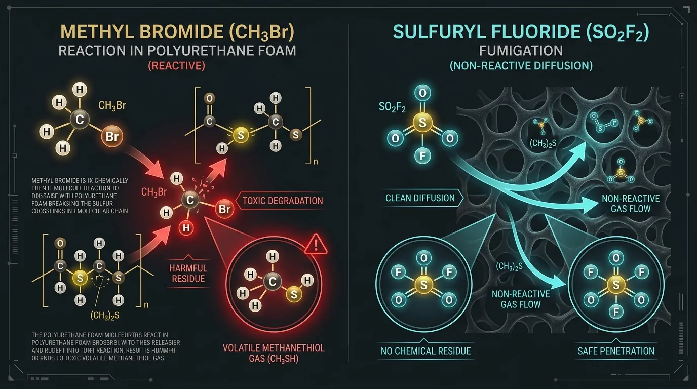 Molecular Chemistry: Methyl Bromide Nucleophilic Reaction vs. Inert Sulfuryl Fluoride