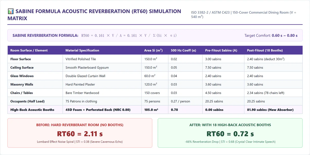 Sabine Formula Acoustic Reverberation Simulation Matrix Plate