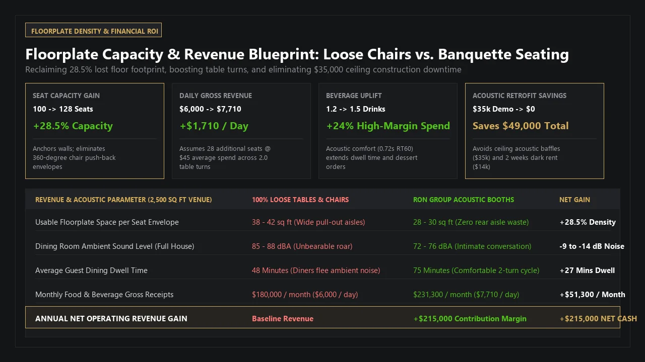Floorplate Capacity and Revenue Blueprint: Loose Chairs vs Banquette Seating