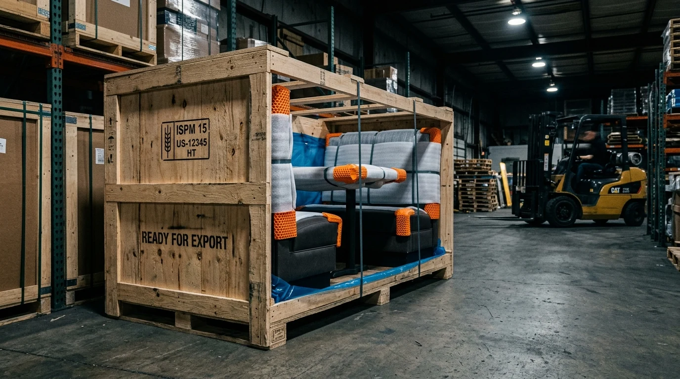 ISTA-1A Drop Certified Corrugated Carton and ISPM 15 Fumigated Wood Crate