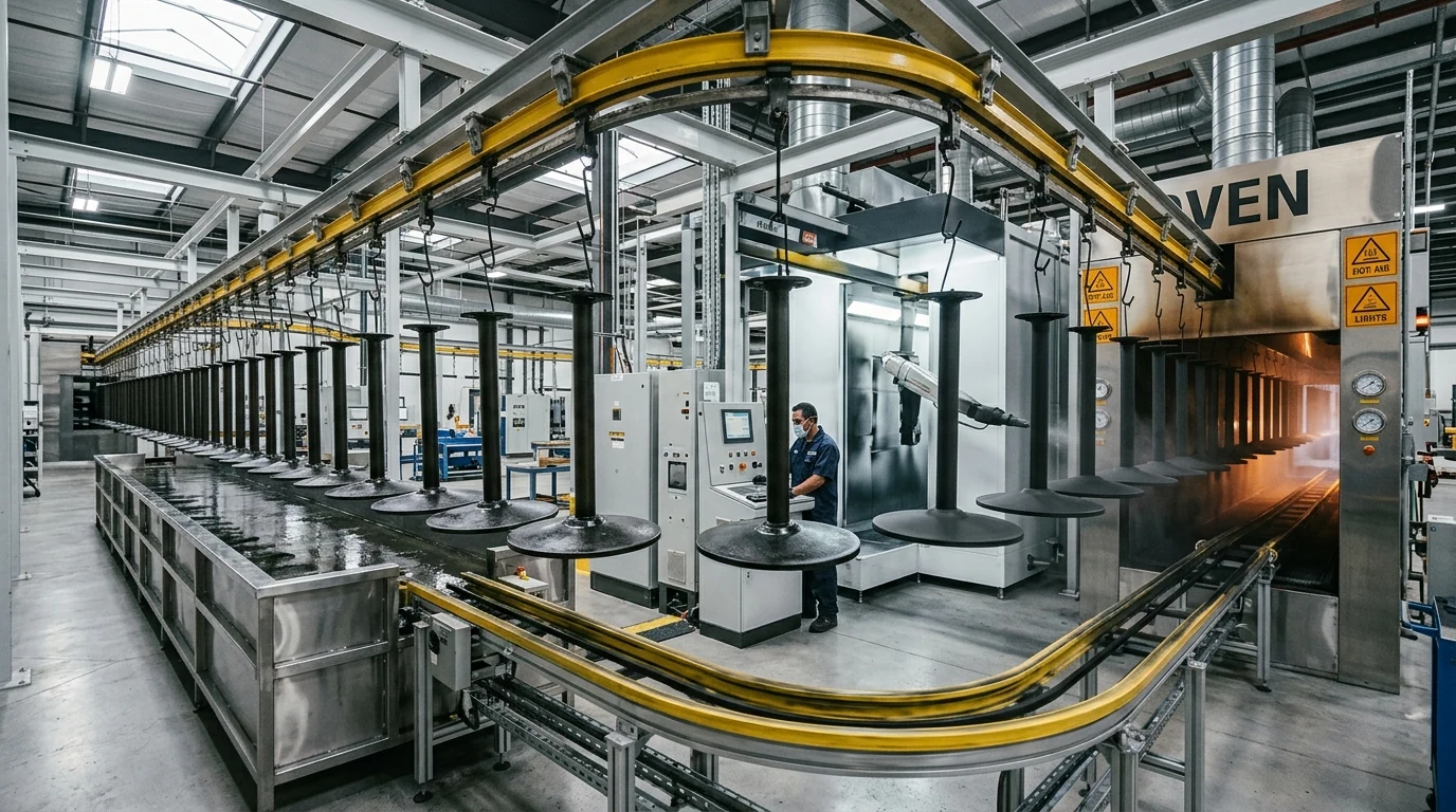Automated Cathodic E-Coating and Architectural TGIC Powder Coating Line