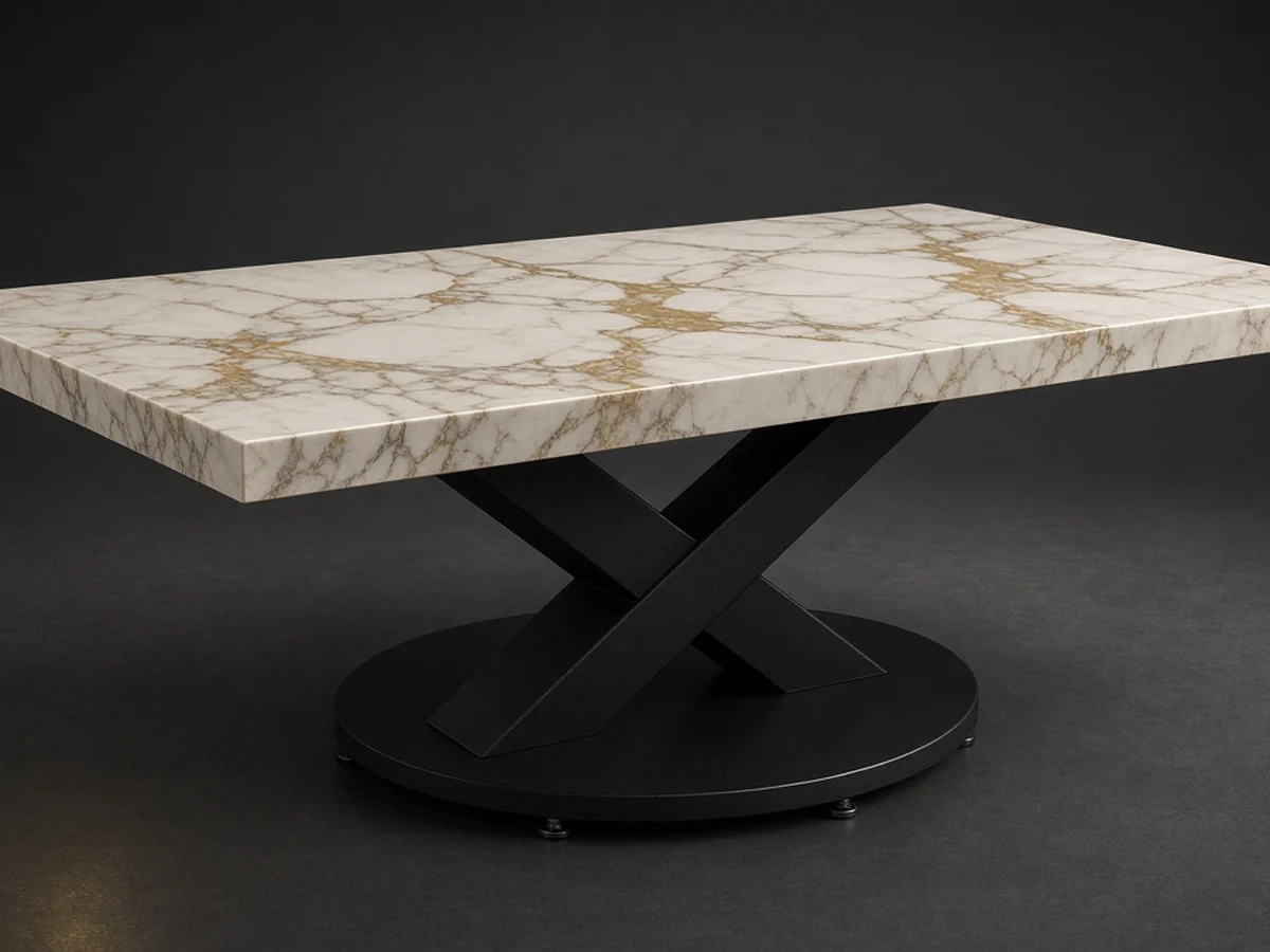 Product render — Calacatta Gold Sintered Stone Dining Table