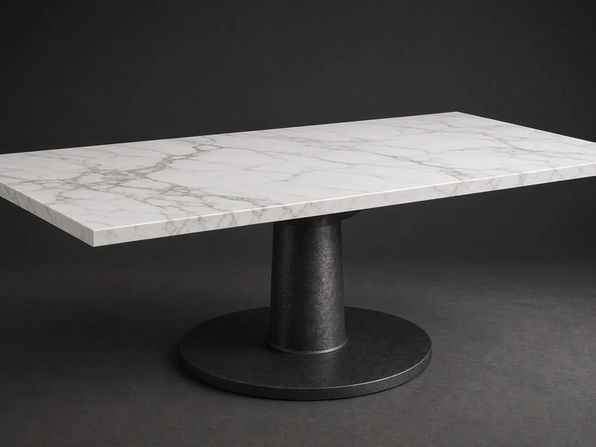 Product render — Statuario White Rectangular 4-Top Table