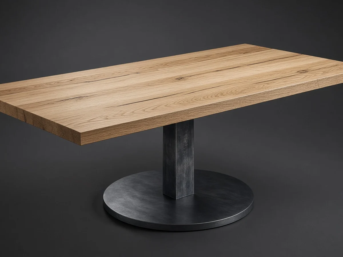 Product render — Natural White Oak Plank Dining Table
