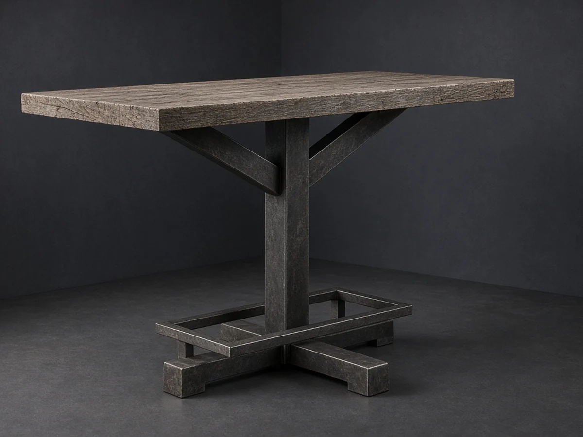 Product render — Reclaimed Ash Rustic Bar Height Table