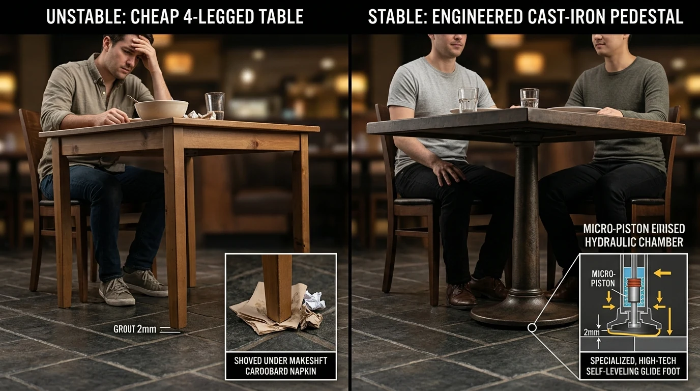 Commercial Table Wobble Napkin Humiliation vs Pascal Hydraulic Auto-Leveling Glide