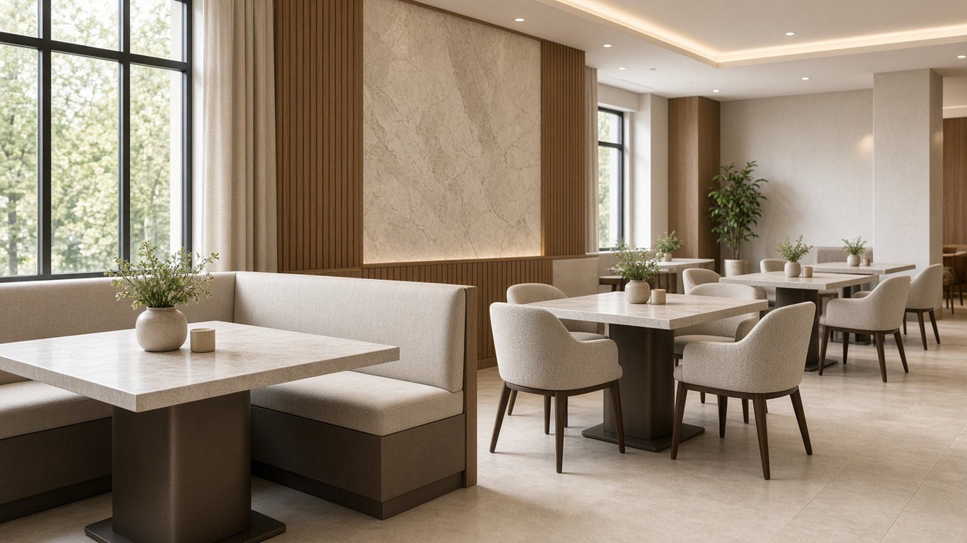 Dining room pairing tables chairs and booth seating