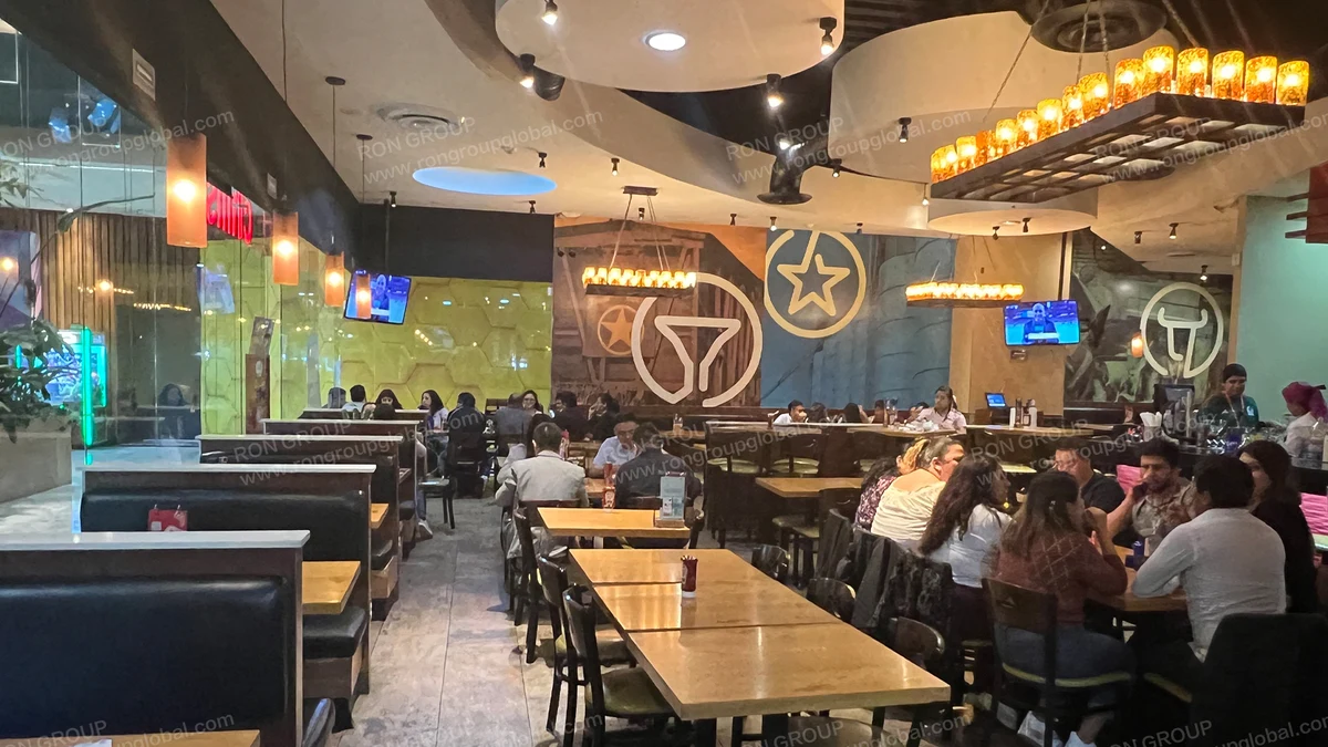 Chili's Grill and Bar commercial dining booths and heavy-duty tables manufactured by Ron Group