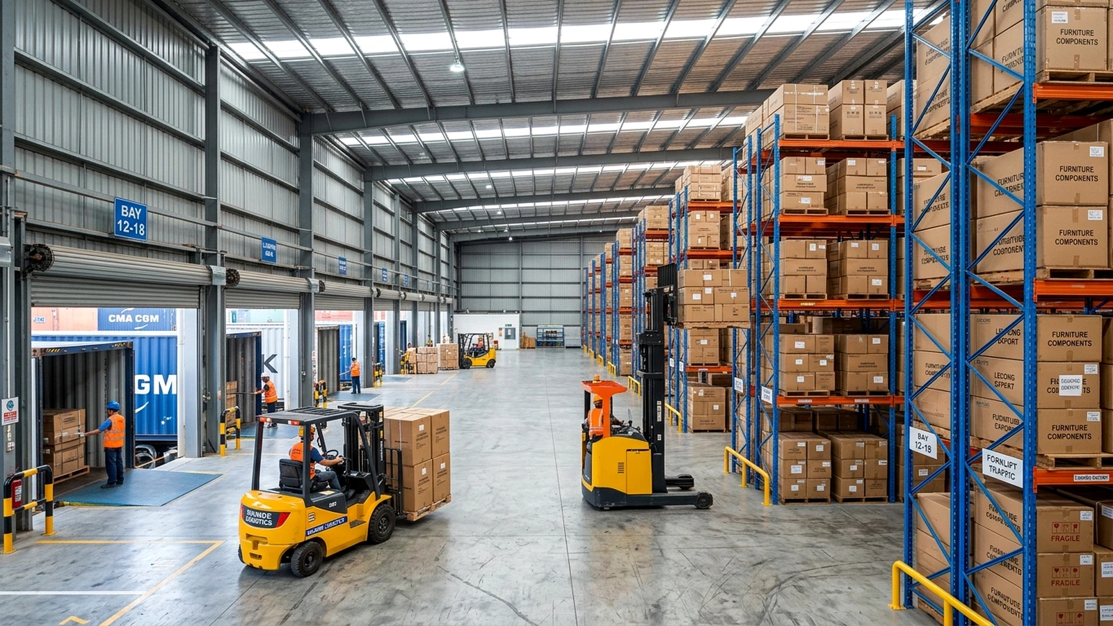 Panoramic view of Shunde Lecong commercial exhibition concourse and central container consolidation facility