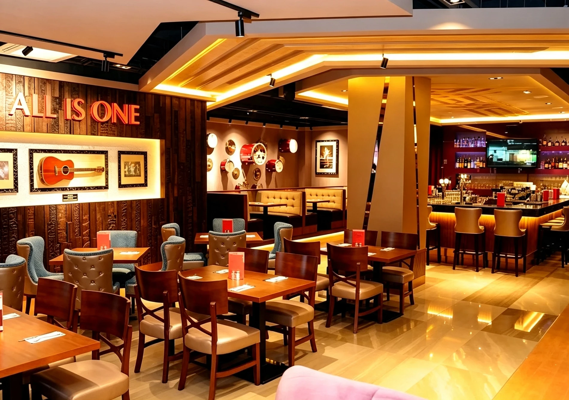 Furniture and material details in a hospitality interior