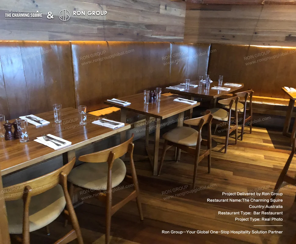 Wooden Dining Tables and Chairs Wooden dining tables and chairs at THE CHARMING SQUIRE restaurant