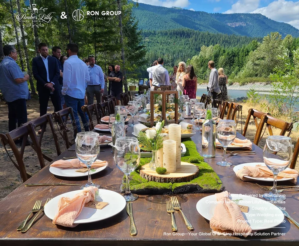 Amber Lilly Event Rentals rustic outdoor wedding table setting