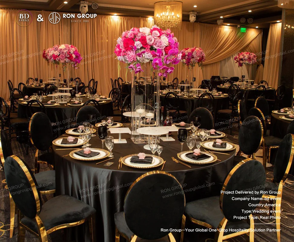 BD Event dramatic wedding reception setup