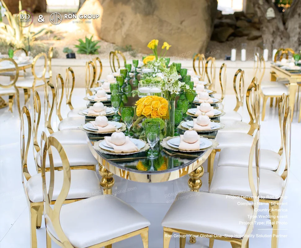 BD Event gold and green wedding table setting