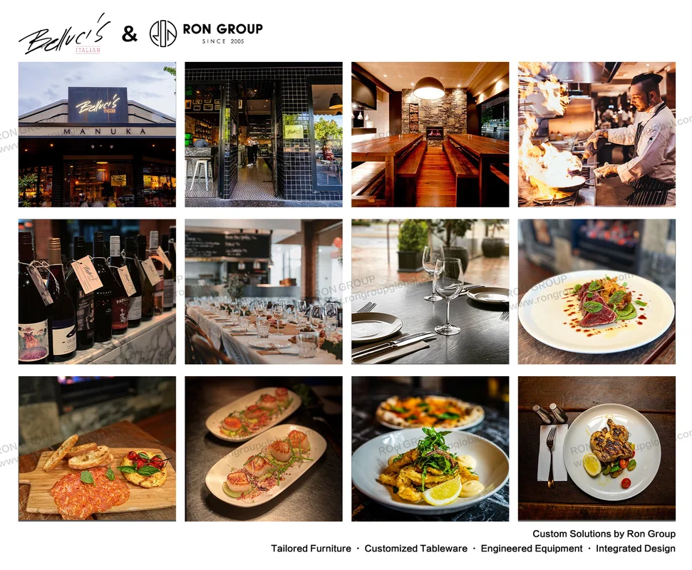 Bellucis Italian restaurant furniture and food overview