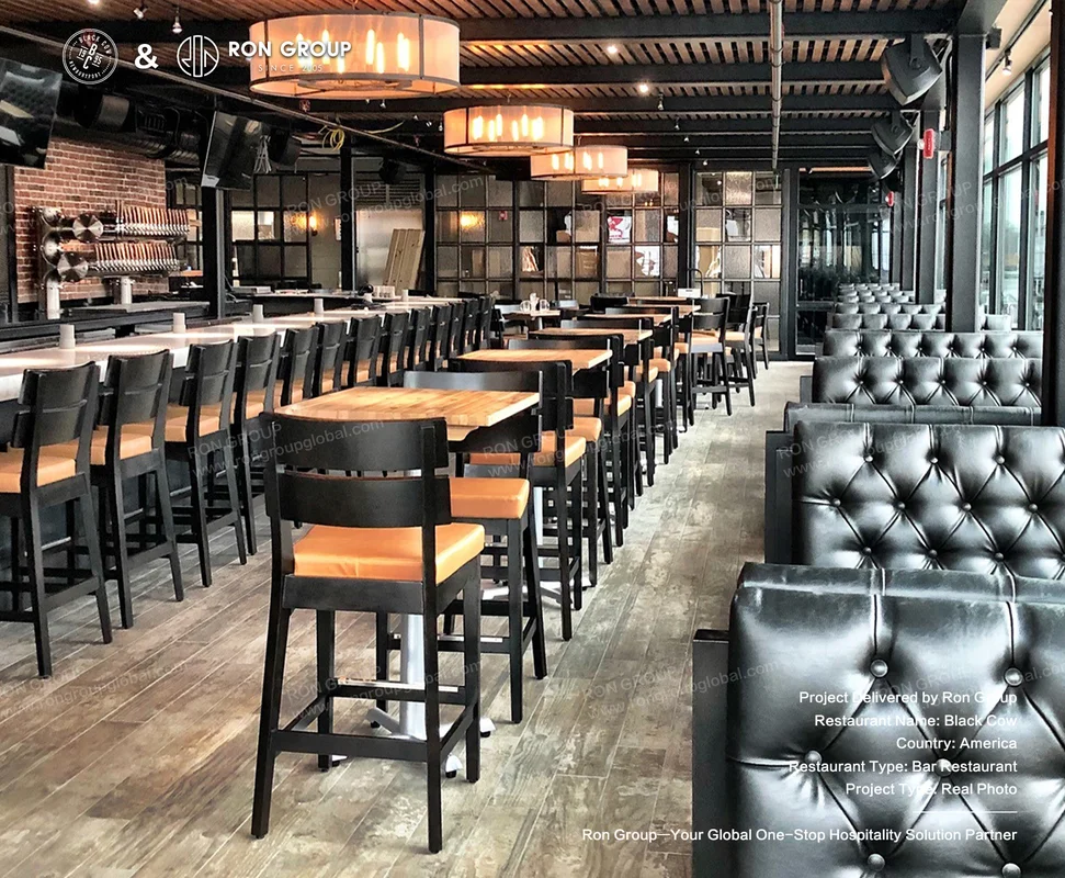 Black Cow Tap and Grill industrial bar restaurant interior