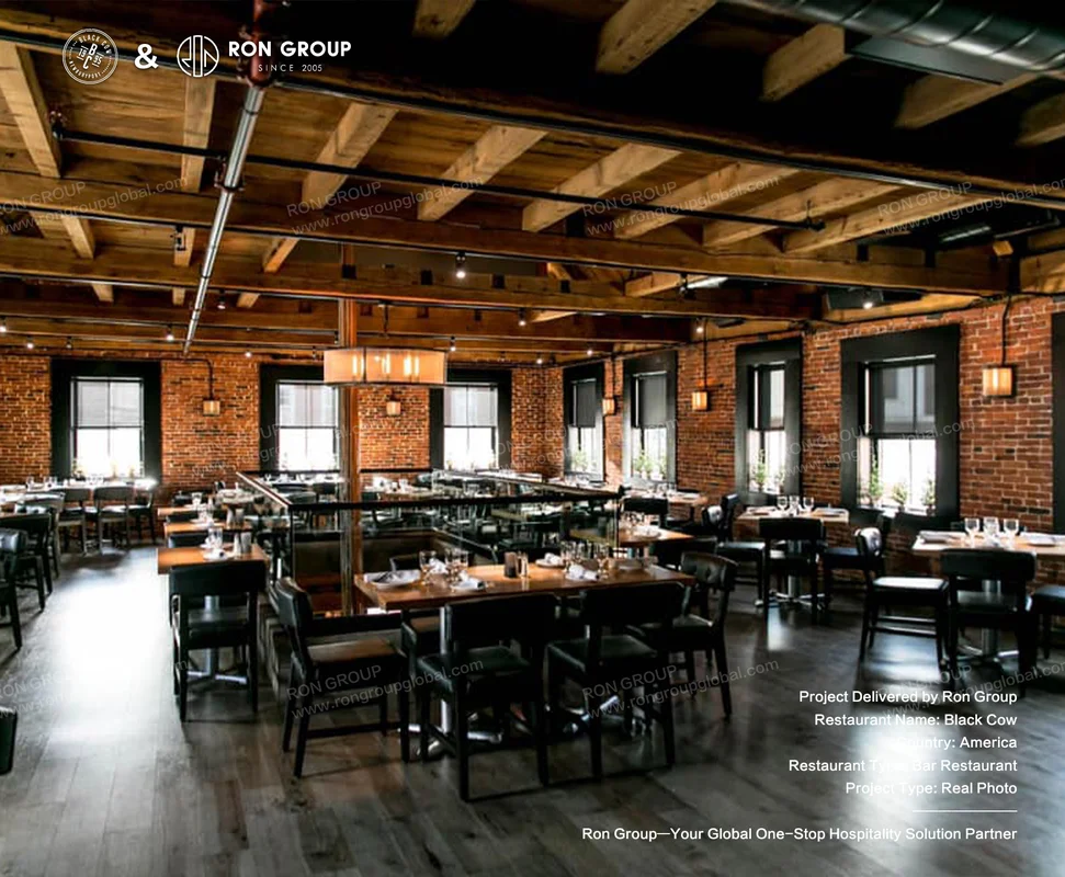 Black Cow Tap and Grill industrial restaurant interior
