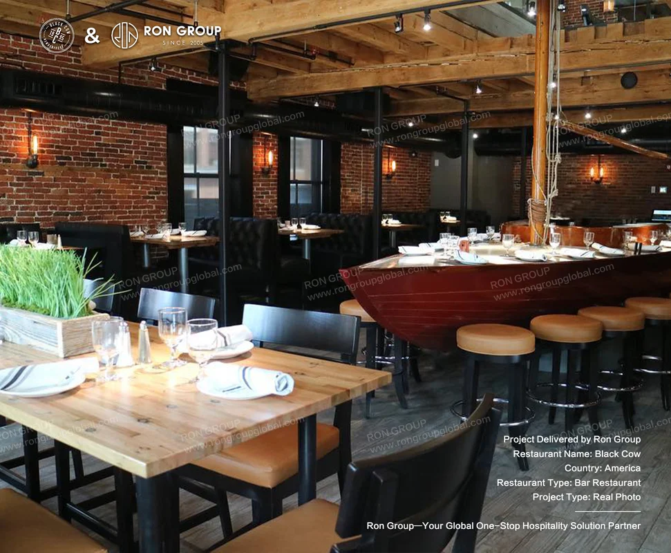 Black Cow Tap and Grill rustic brick wood interior