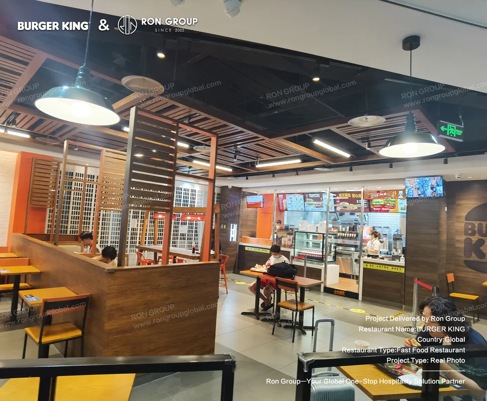 Burger King main dining area with warm wooden accents