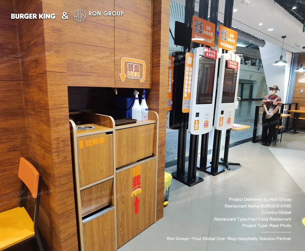 Burger King self-service kiosks and tray return station