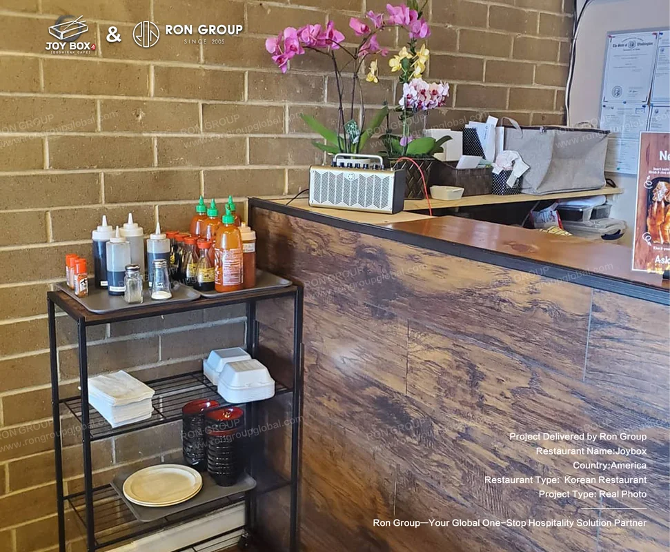 Joybox wooden condiment counter