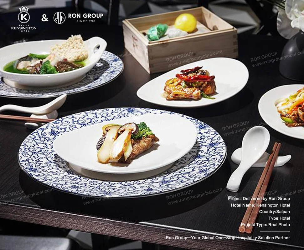 Kensington Hotel gourmet dishes on black restaurant table