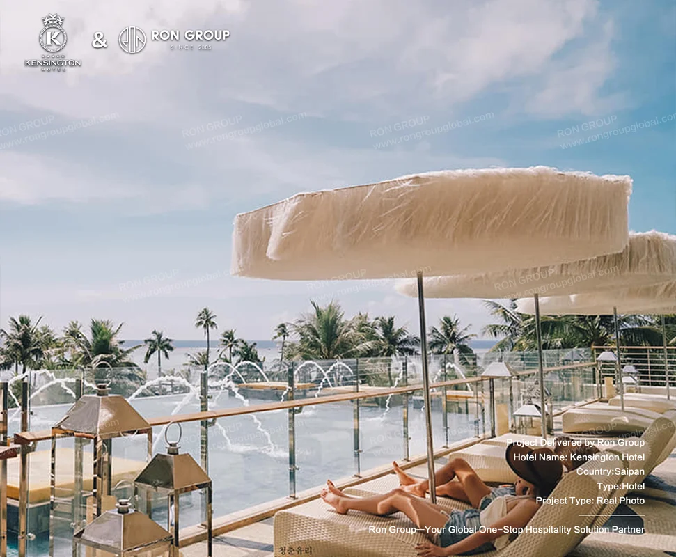 Kensington Hotel rooftop pool lounge with ocean view and lounge chairs