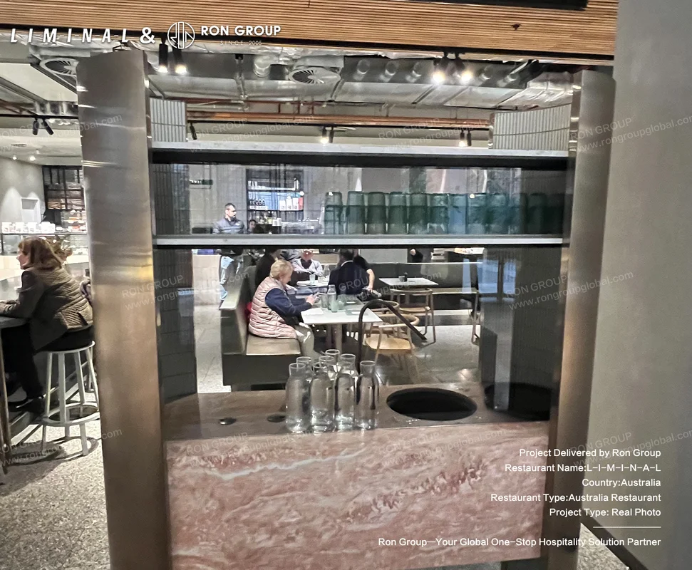 Industrial ceiling and open restaurant layout