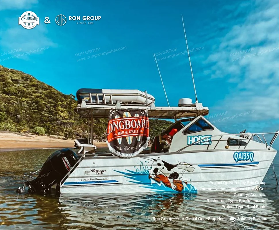 Longboard Bar & Grill RonGroup-Longboard_Bar_Grill-Boat_With_Restaurant_Branding.webp