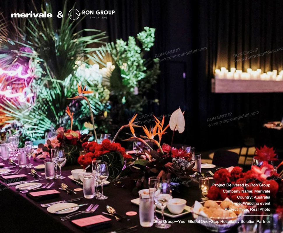 Merivale colorful floral wedding table setting