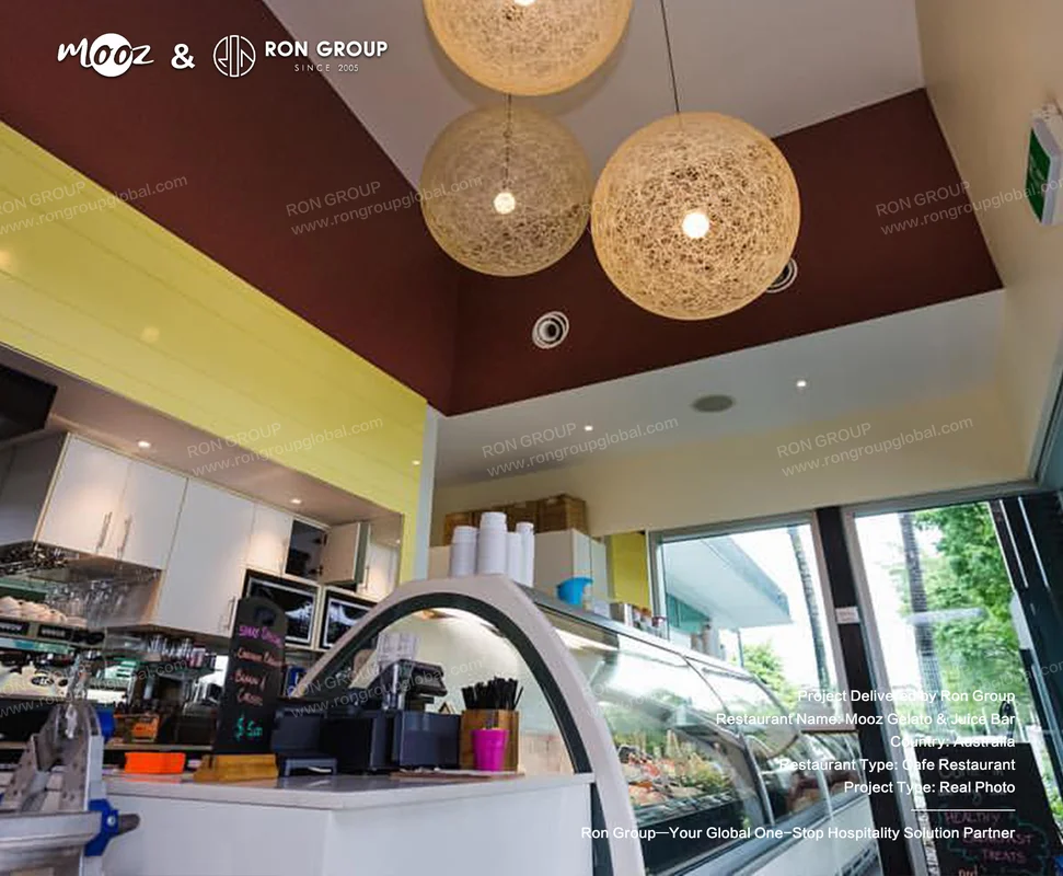Mooz Gelato and Juice Bar modern cafe interior