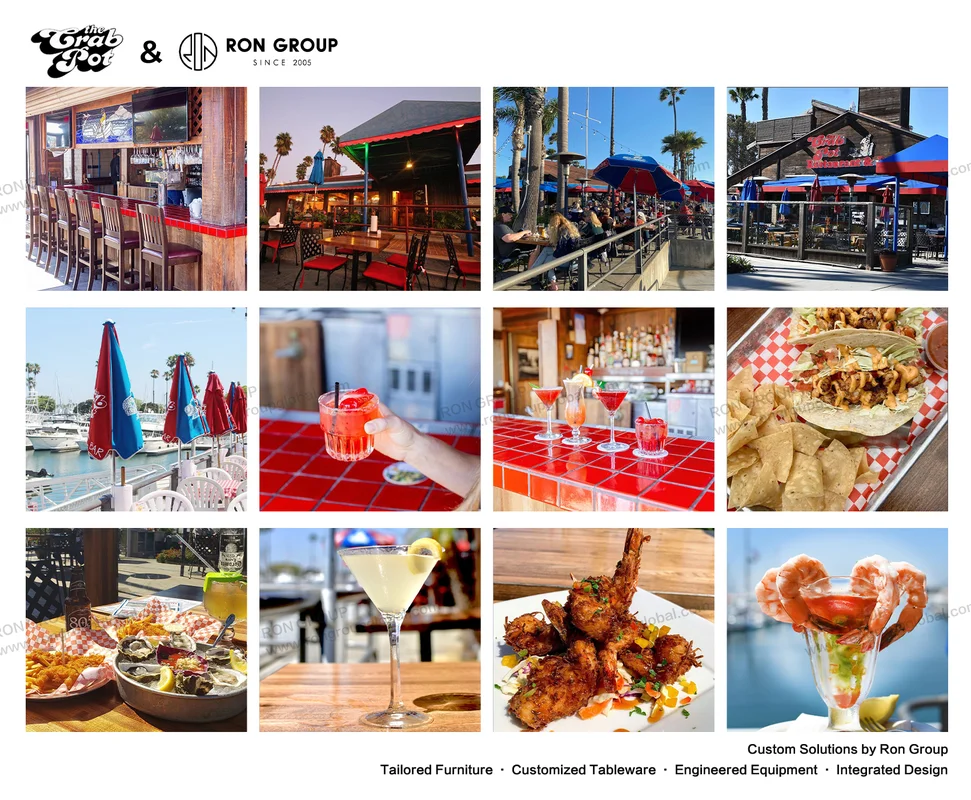 The Crab Pot restaurant furniture bar and waterfront overview