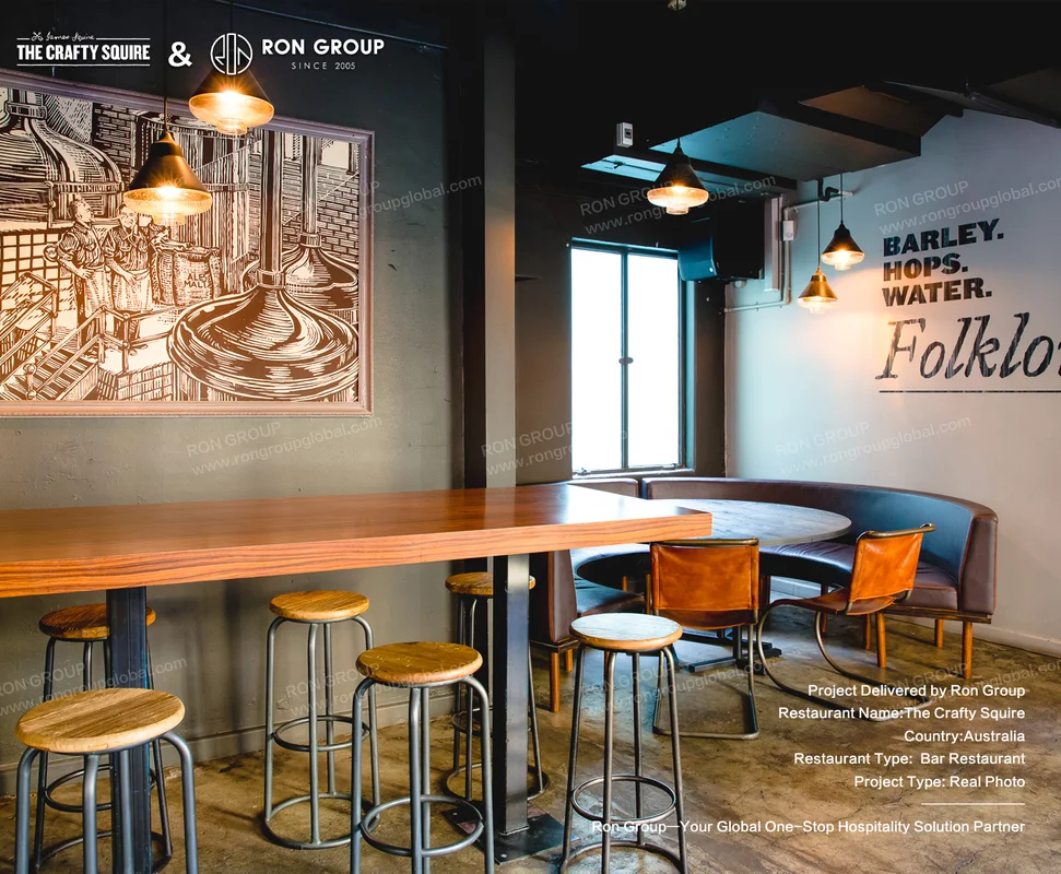 Industrial Bar Interior with Communal Table