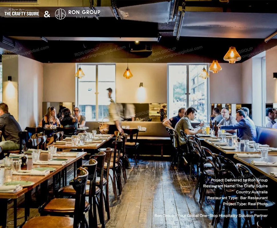 Restaurant Interior with Wooden Tables
