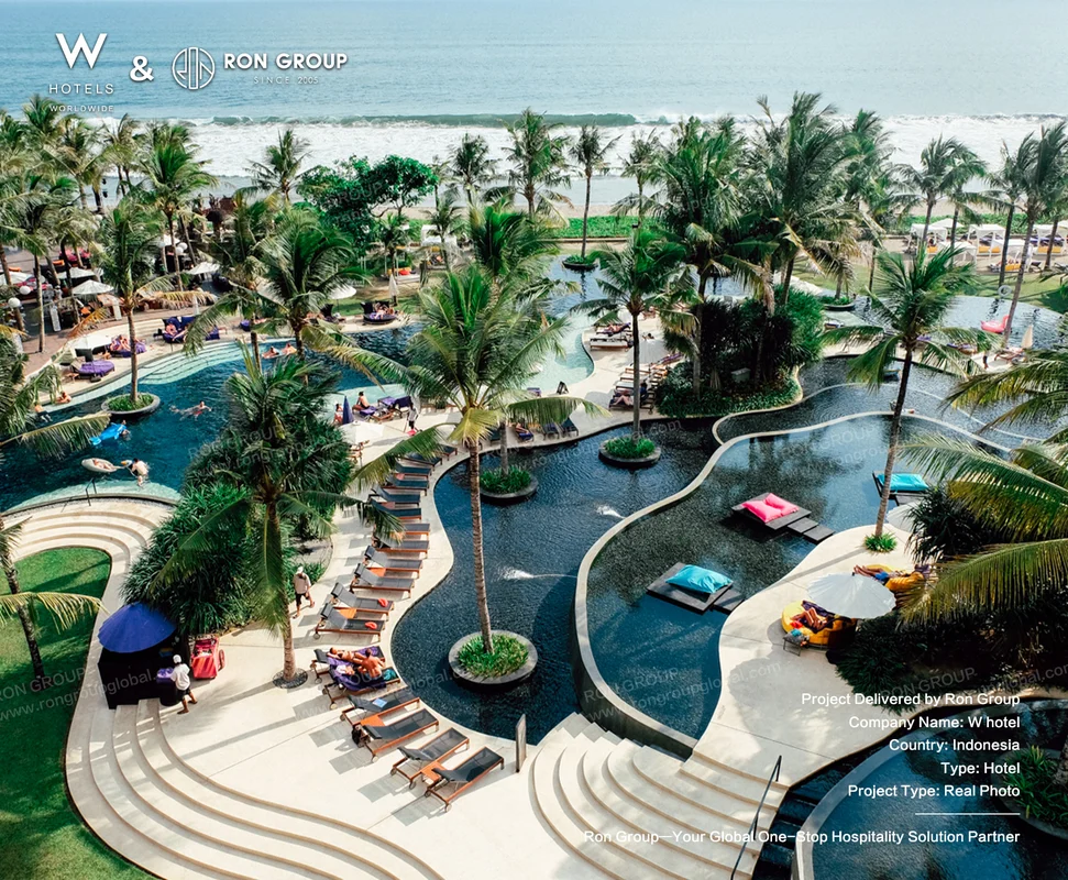 W Bali Seminyak aerial view of tropical resort pool complex