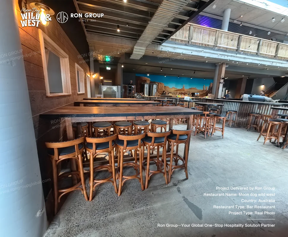 Industrial bar interior at Moon Dog Wild West