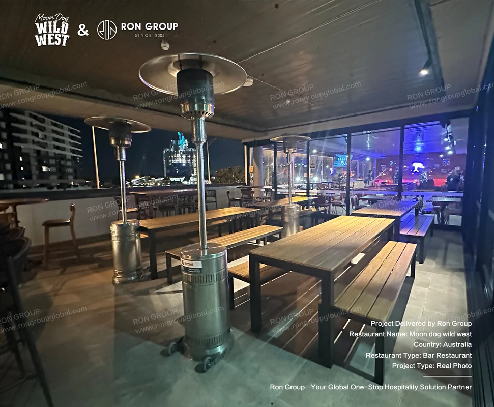 Outdoor dining space at Moon Dog Wild West
