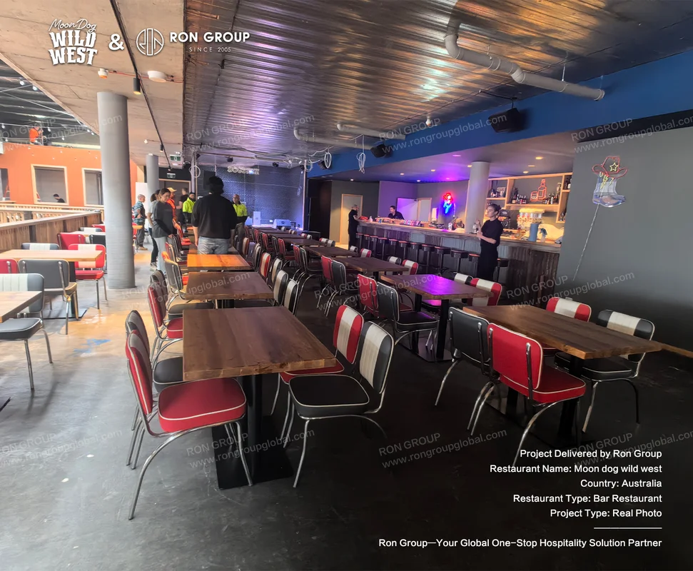Retro-style dining area at Moon Dog Wild West