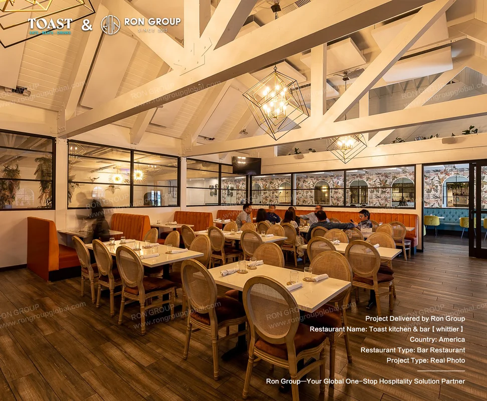 Toast Kitchen wooden floor and exposed beams