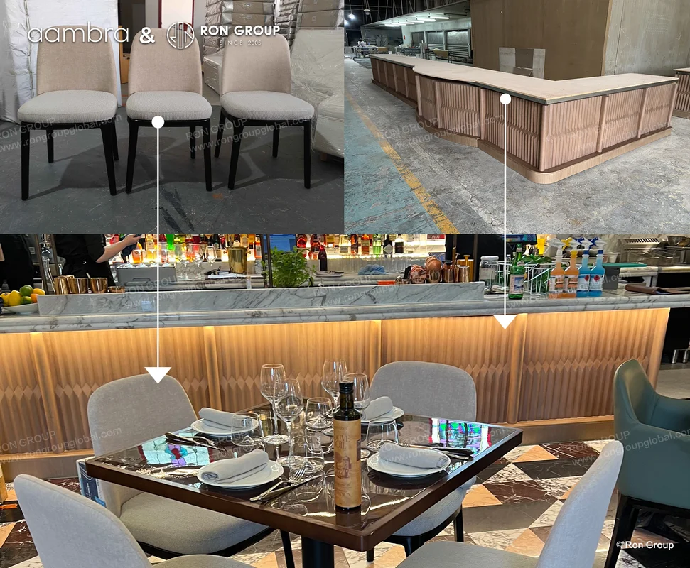 Aambra bar counter and chairs installation