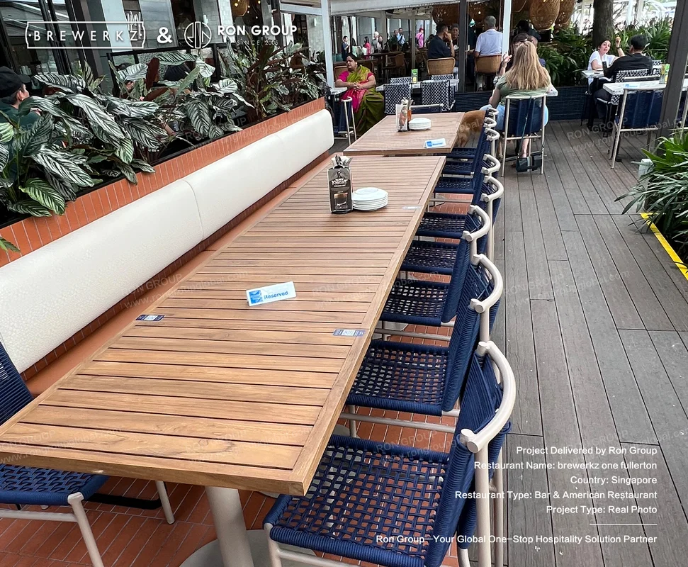 Brewerkz long shared tables on the terrace