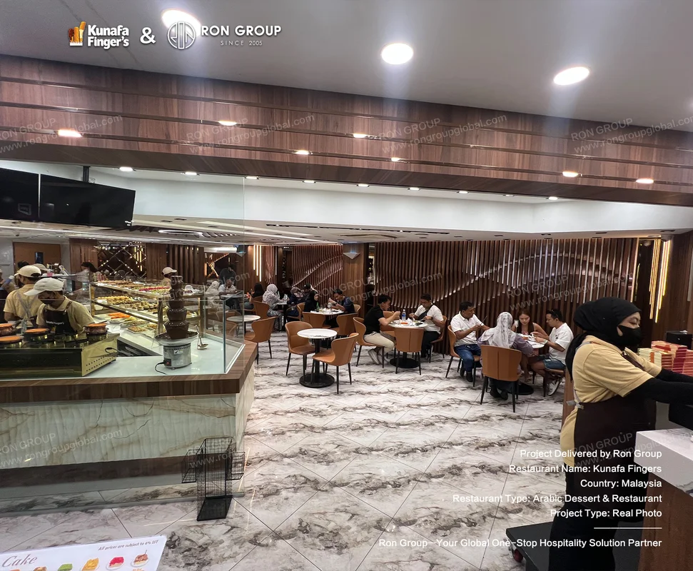 Kunafa Fingers dining floor with chocolate fountain