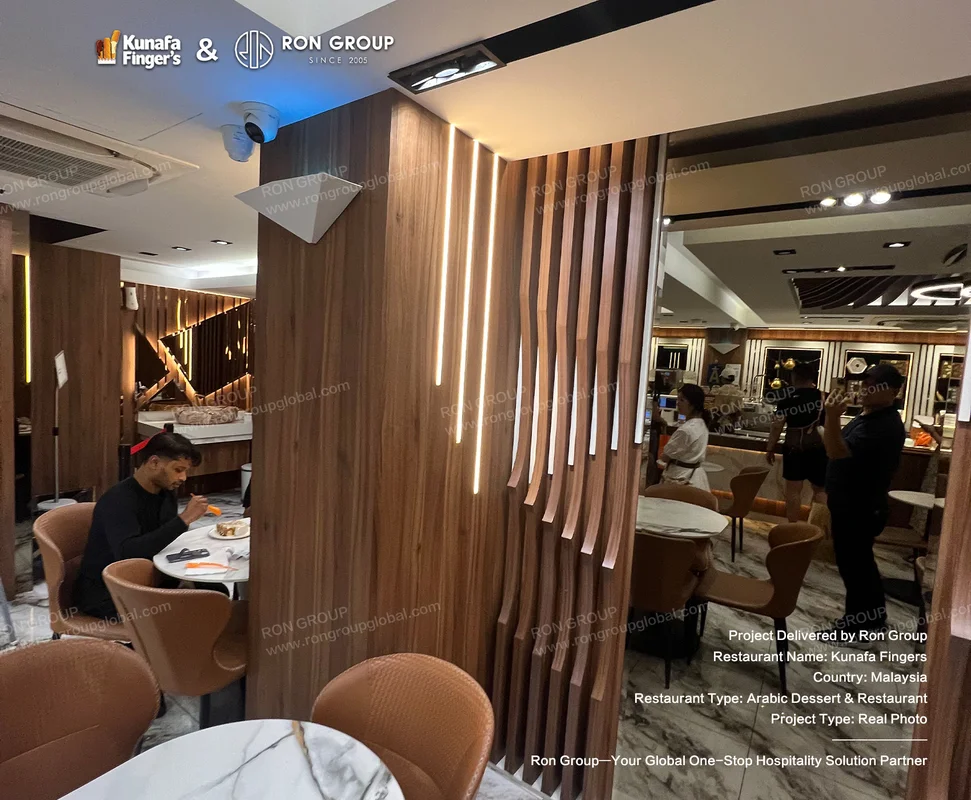 Kunafa Fingers slat partition with lighting