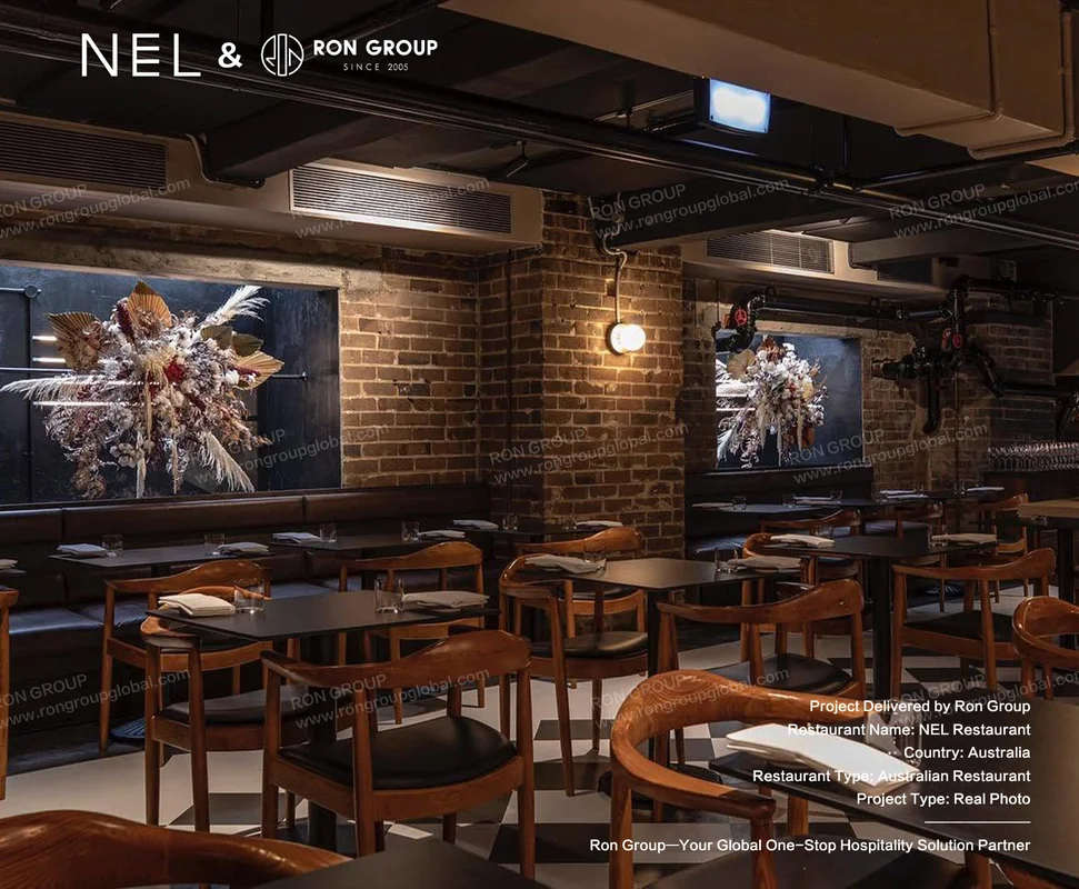 NEL industrial interior with floral installations