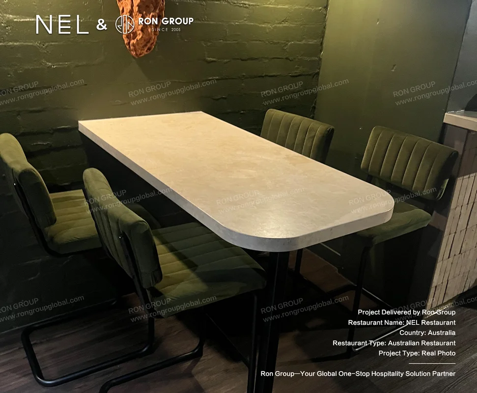 NEL dining table with green chairs