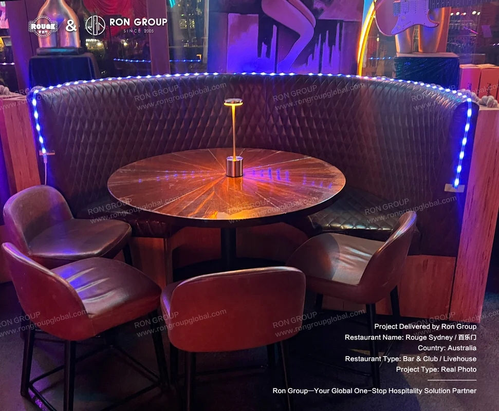 ROUGE leather booth with LED lights