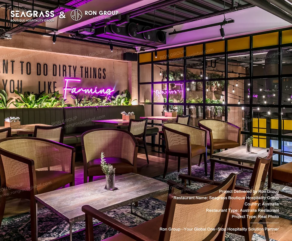 Seagrass venue with purple accent lighting