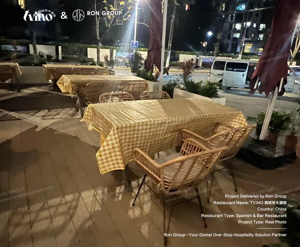 Tvino outdoor terrace at night