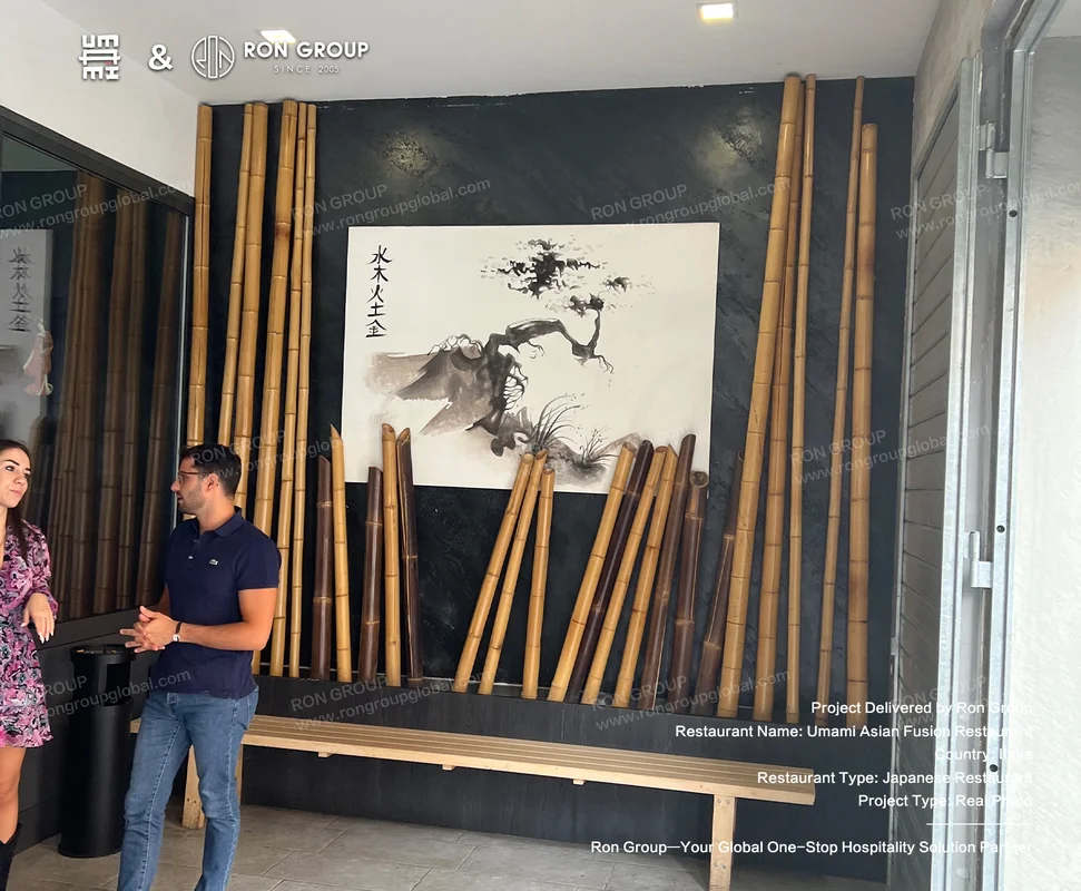 Umami bamboo wall art entrance