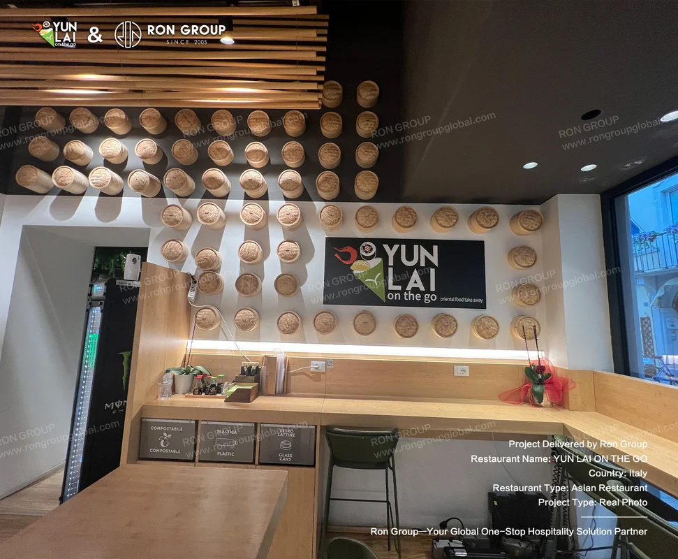 YUN LAI ON THE GO wooden counter with bamboo decor